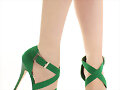 Sandalias tac&oacute;n de tiras en verde