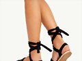 Sandalias planas tiras tela en negro