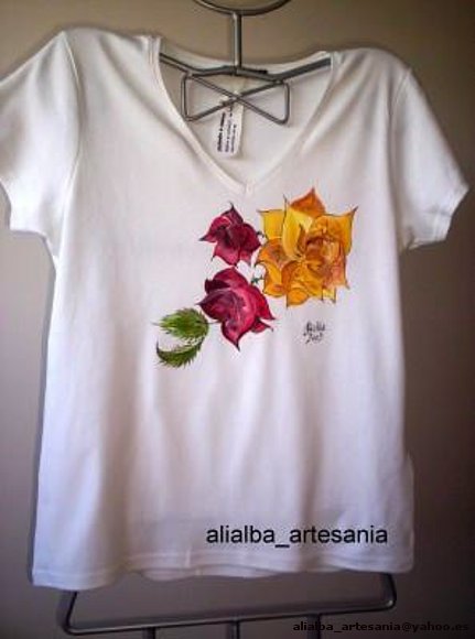 las rosas pintadas en  tela 3