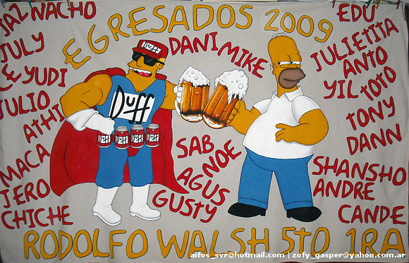 Bandera de egresados | Homero y Duffman
