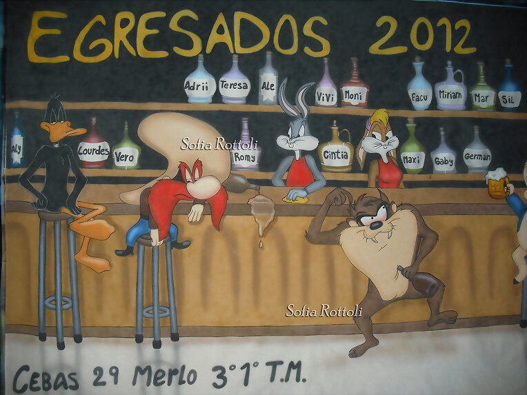 Bandera de egresados looney toons