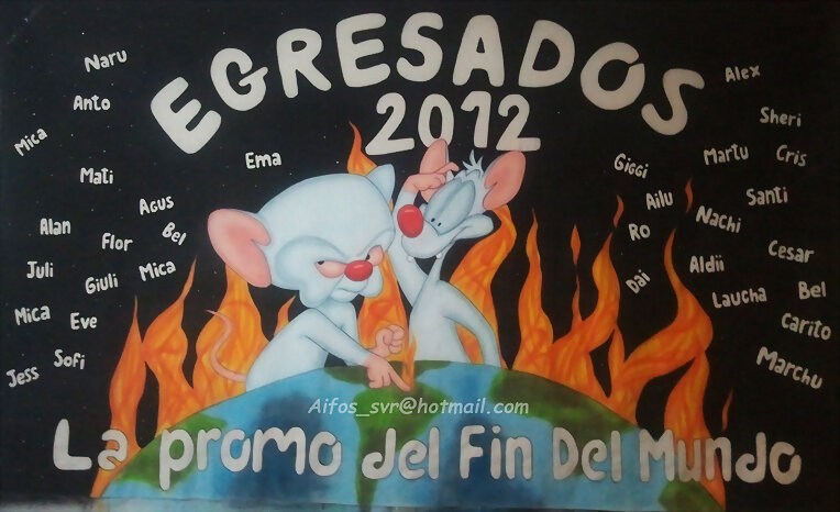 Bandera de egresados, Pinky y Cerebro...