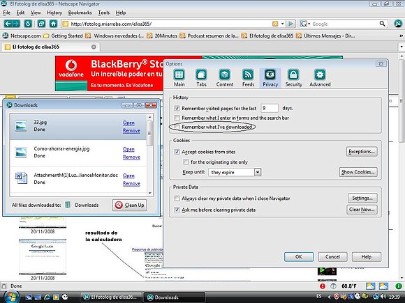 Olvidar descargas