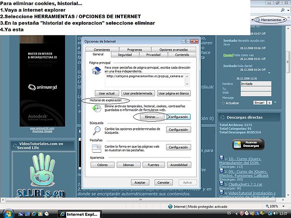 Eliminar cookies... en internet explorer 7