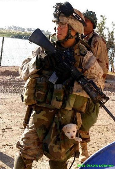 Cargando a su perrito