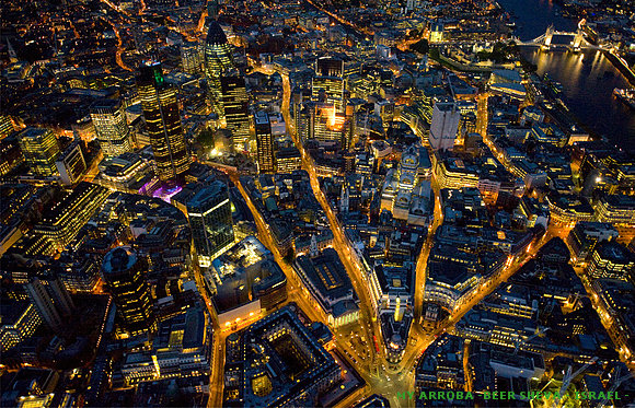 London from above, at night