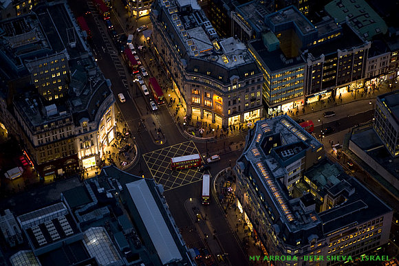 London from above, at night