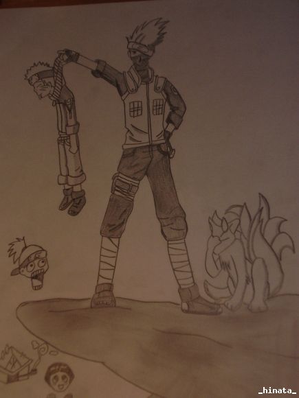 naruto, kakashi, iruka, 3º hokage, lee y kyubi