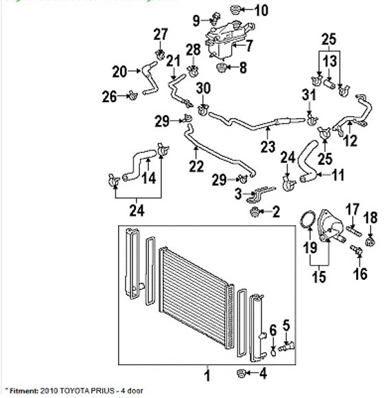 Circuito de refrigeración Prius 3G