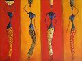 mujeres masai,oleo y relieve sobre lienzo