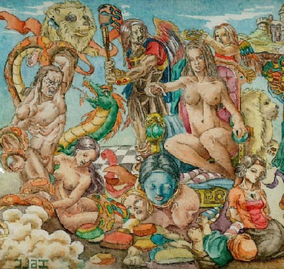Alegoría, acuarela de Ilich Guillermo López Chávez