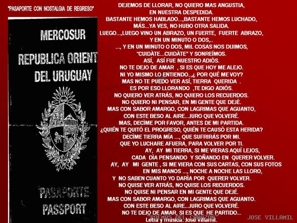 "PASAPORTE CON NOSTALGIA DE REGRESO"