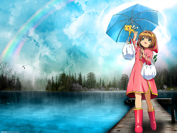 sakura bajo la lluvia