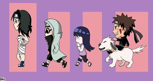 Chibis de Kurenai junto al equipo 8