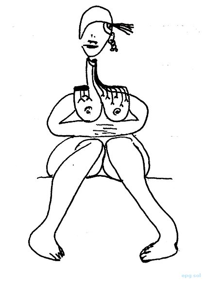 sentada, (no fumando) espera.......
