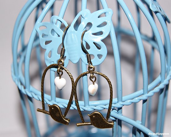 colgante y pendientes "Bird in love"