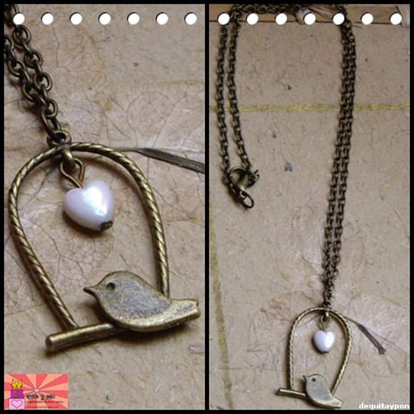 Colgante y pendientes "bird in love"