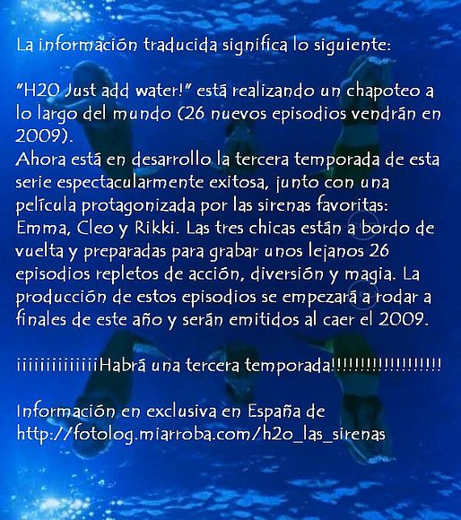 Exclusiva de la tercera temporada de H2O