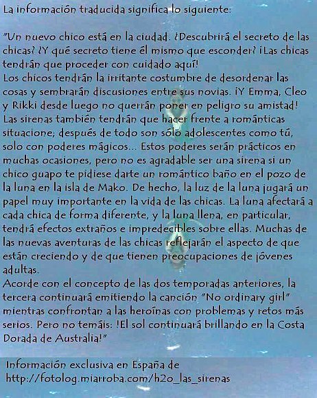 Sinopsis de la tercera temporada de H2O