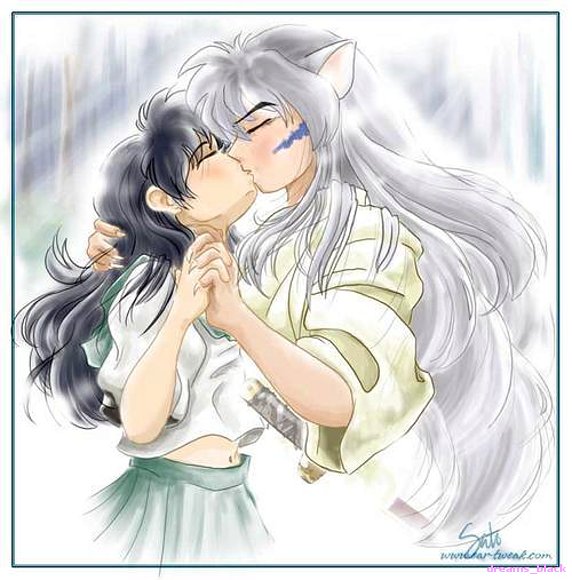 el beso de kagome e inuyasha