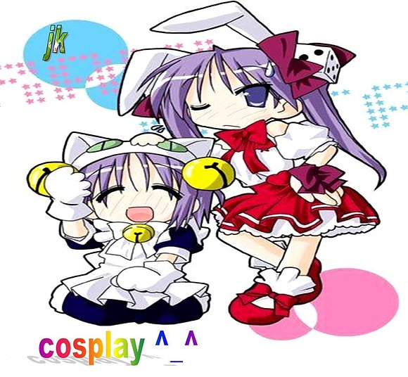 lucky star haciendo cospaly  de digi charat