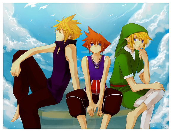 legend of zelda, kingdom hearts  y final fantasy 7