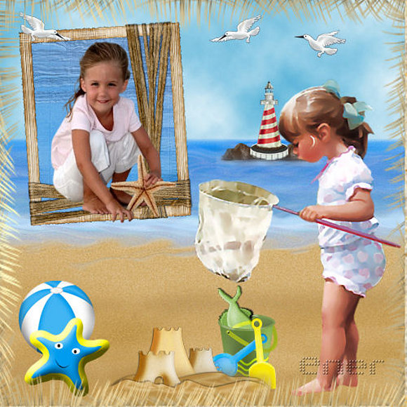 niña en la playa