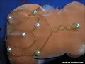 Conjunto de perlas dorado y verde