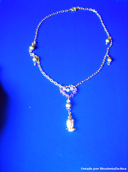Collar de plata con buho y cristal de bohemia