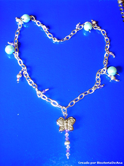 Collar plata con mariposa+perla+cristal de bohemia