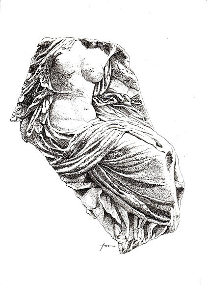 Dibujo a Plumilla de REA SILVIA (Vestal de Roma)