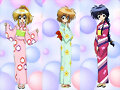 kaede,haruka y azumi con tradicional kimono