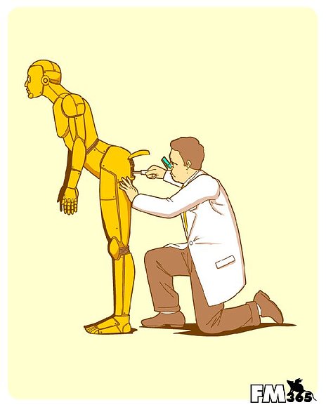 Reparando robot.