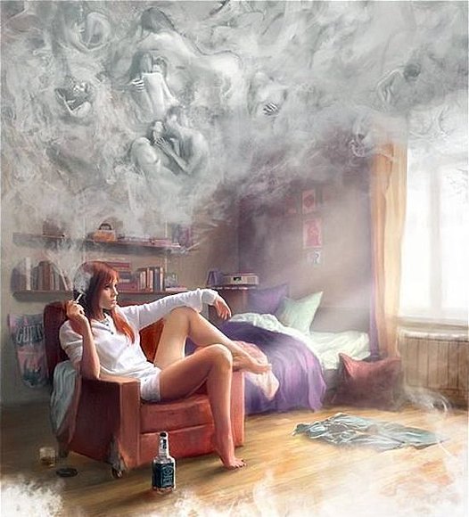 Fumando y recordando.