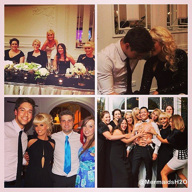 Amy Ruffle con su novio Lincoln Younes en una boda