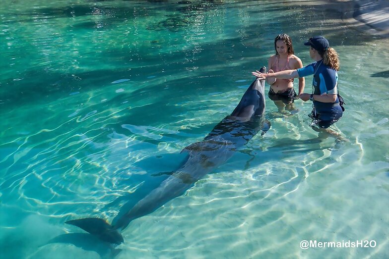 Allie Bertram behind the scenes en Mako Mermaids