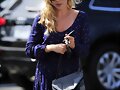 Claire Holt sale del salon Drybar en LA, 2014