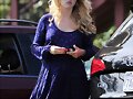Claire Holt sale del salon Drybar en LA, 2014