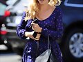Claire Holt sale del salon Drybar en LA, 2014