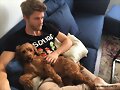 Luke Mitchell con su perrito Alfie