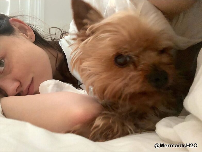 Phoebe Tonkin con su perrita Lola