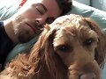 Luke Mitchell con su perrito Alfie
