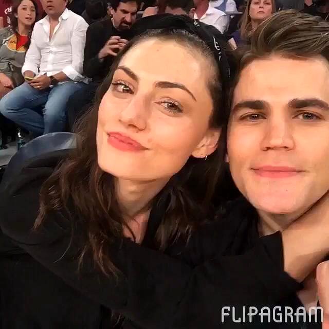 Phoebe Tonkin & Paul Wesley - LA Lakers game 2015