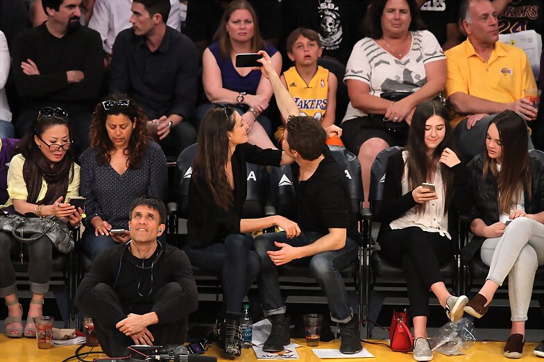 Phoebe Tonkin & Paul Wesley - LA Lakers game 2015