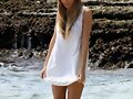 Indiana Evans - Photoshoot Candids at Shark Beach