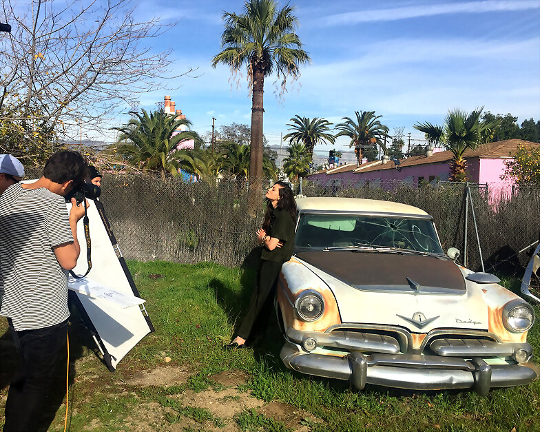 Phoebe Tonkin BTS photoshoot ELLE Australia 2015