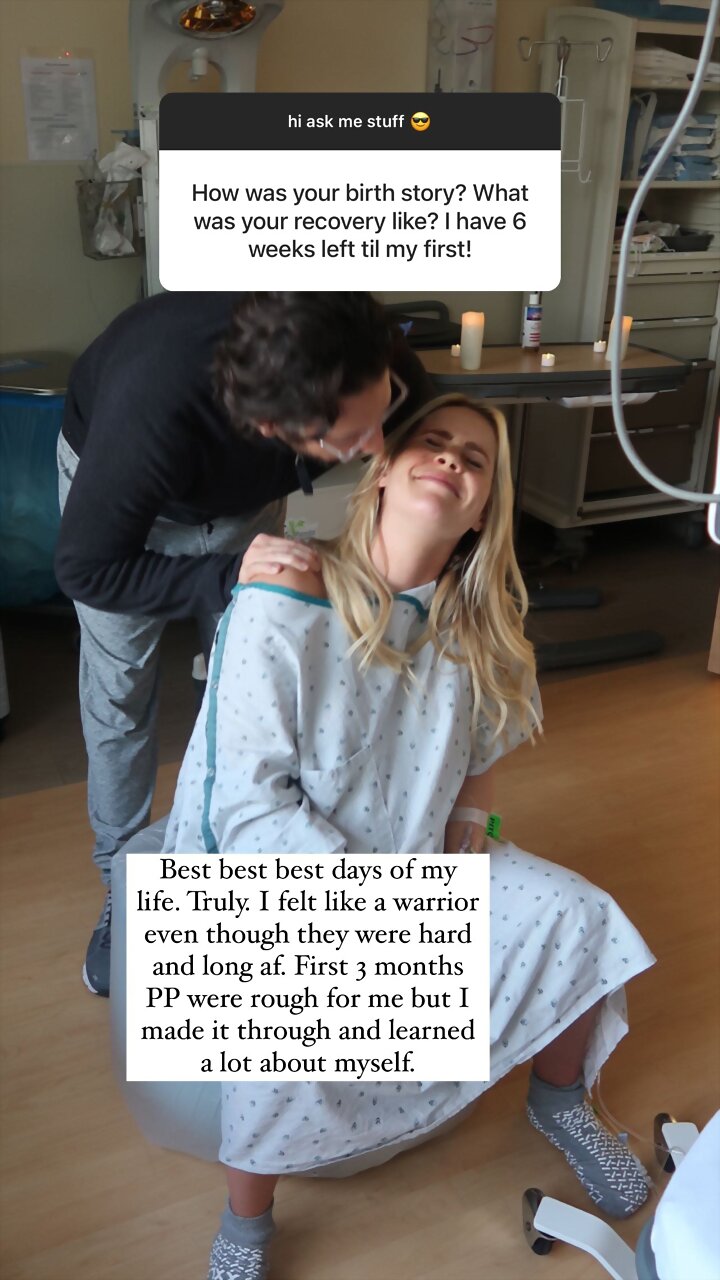 Claire Holt durante el parto de uno de sus hijos