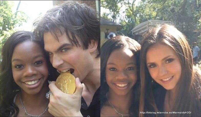 Gabrielle Douglas en el rodaje del capitulo 4x07