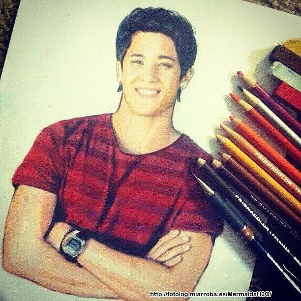 Dibujo hecho por una fan de Zac en Mako Mermaids