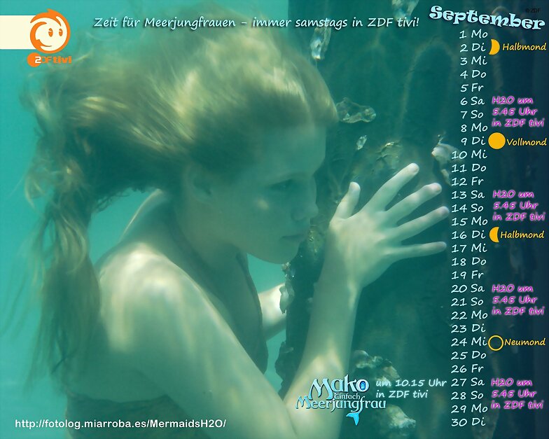 Calendario H2O Just Add Water de Setiembre de 2014